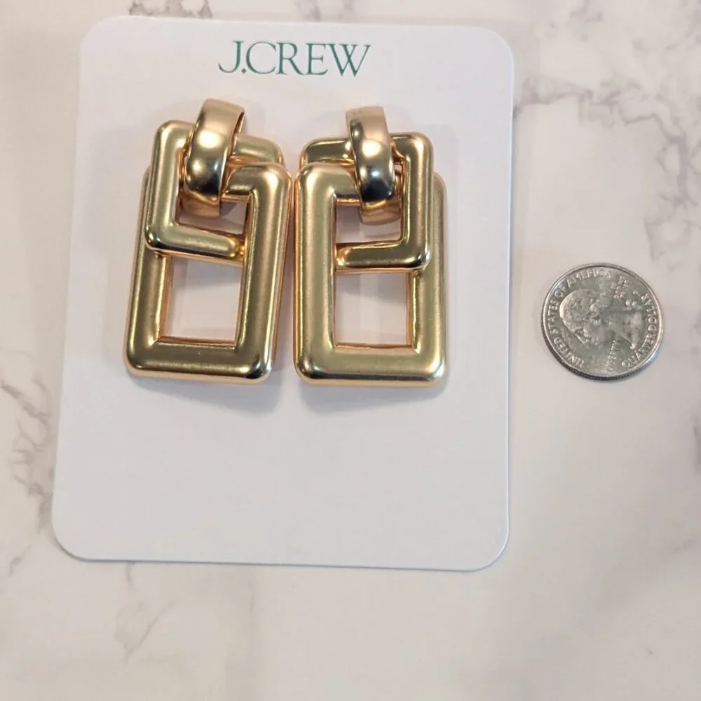 J.Crew Oversized Double-square Link Earrings - Picture 6 of 7